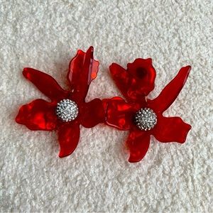 Red Lily Acrylic Earrings